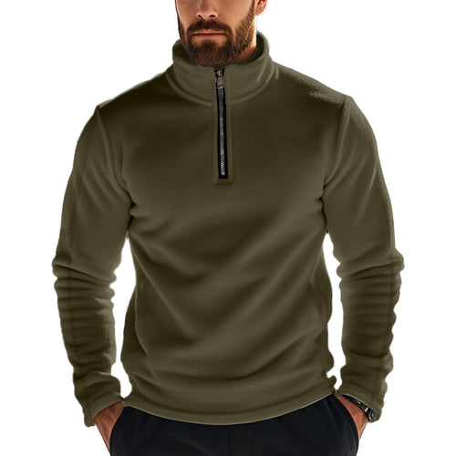 Herrer fleece-overdel med stående krave og lynlås Stilla