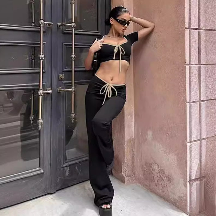 Dame modish cropped top med bred bukseafslutning Skovae