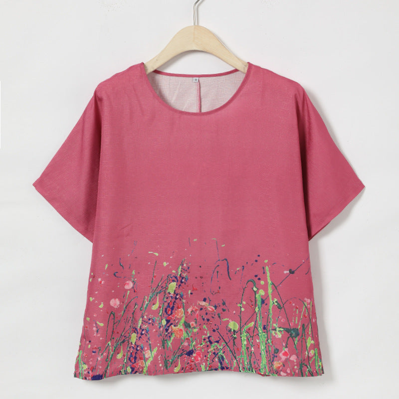 Dame Kunstnerisk Blomster mønster Top Stilla