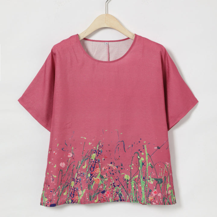 Dame Kunstnerisk Blomster mønster Top Stilla
