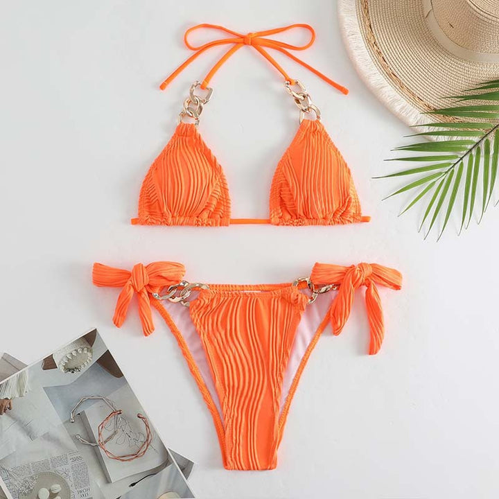 Dame Triangel-Bikini med raffinerede bindefunktioner og glinsende accenter Stilla