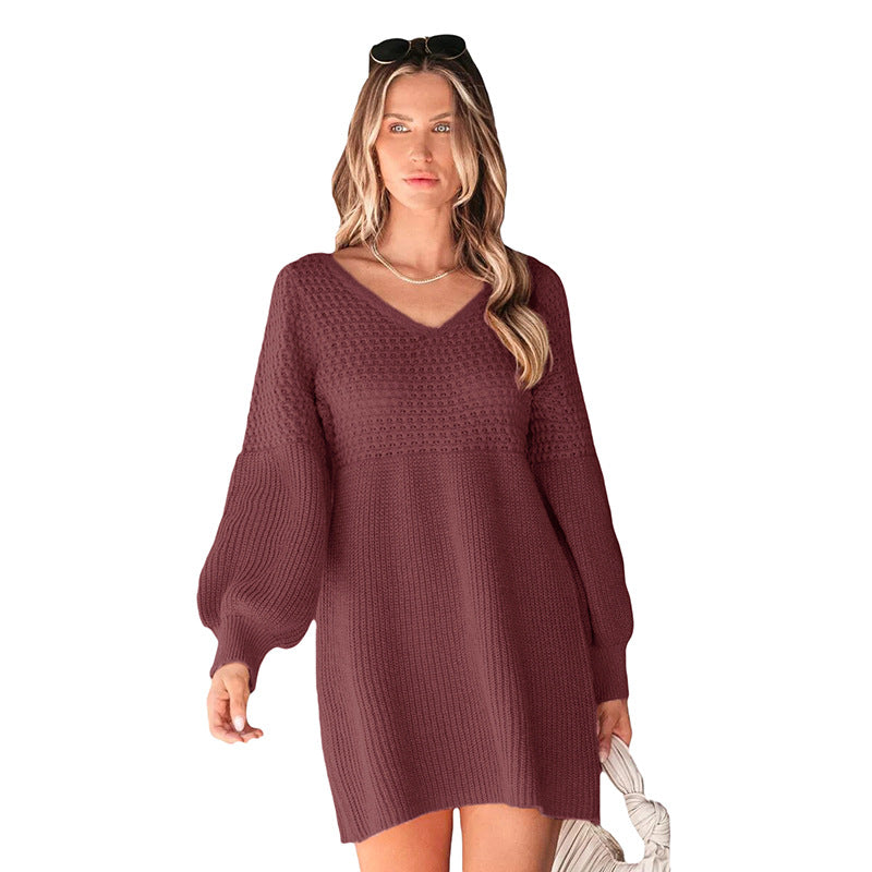 Dame Off-Shoulder Strikkjole Stilla