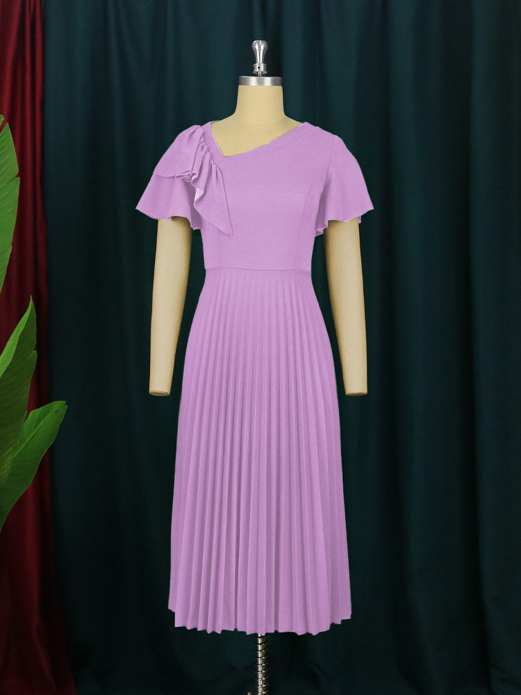 Damer elegant plisseret kjole med asymmetrisk ruffle-detail Skovae