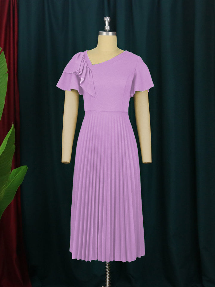 Damer elegant plisseret kjole med asymmetrisk ruffle-detail Skovae