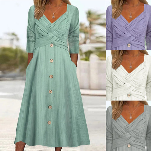 Dame Button-Down Maxi Kjole med krydset overdel Detalje Stilla