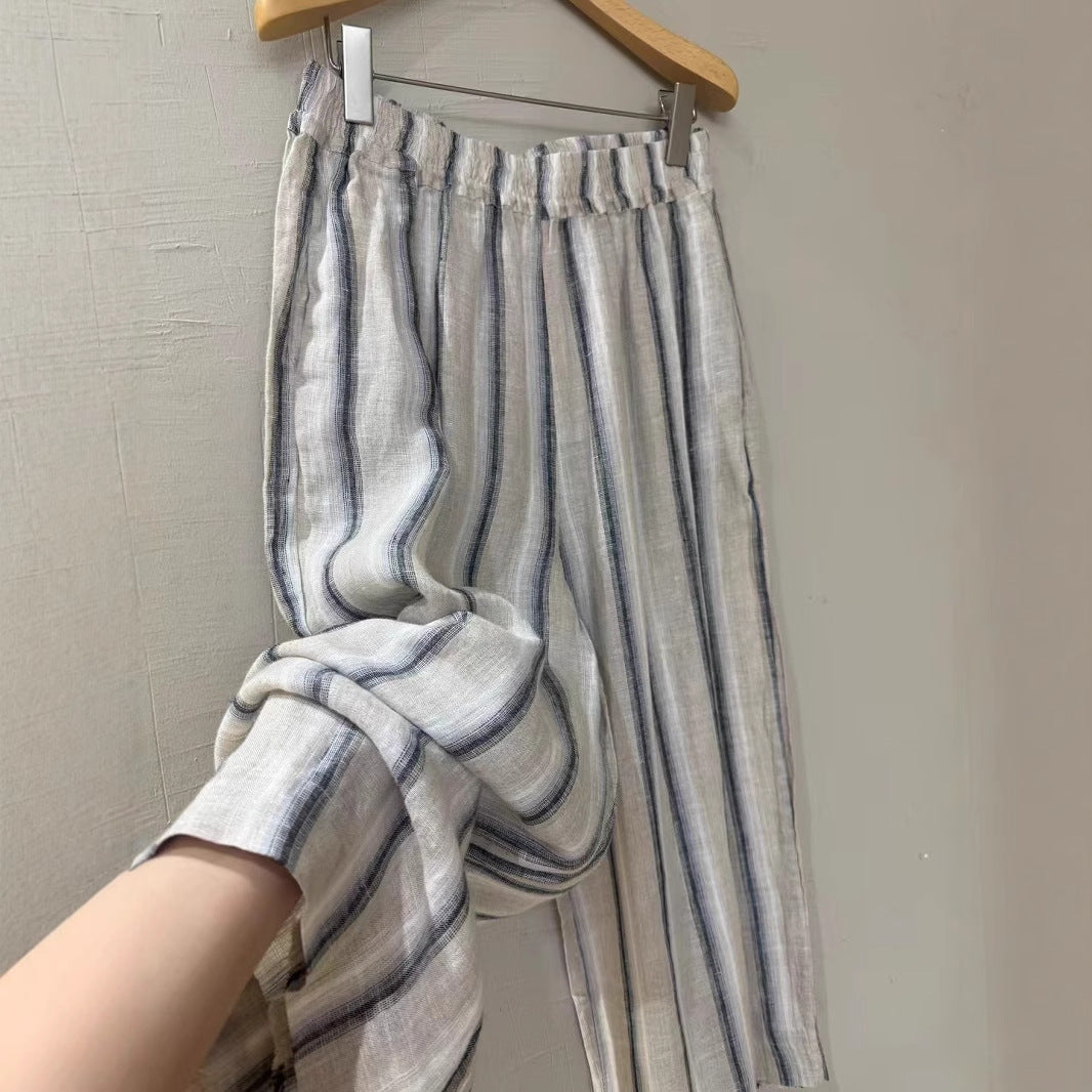 Dame Relaxed Fit Stribet Linned Culottes Stilla