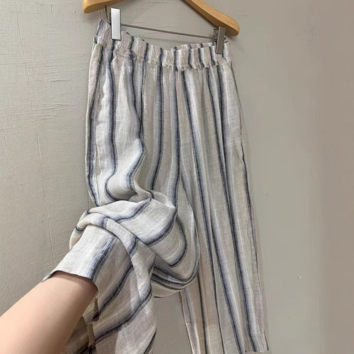 Dame Relaxed Fit Stribet Linned Culottes Stilla
