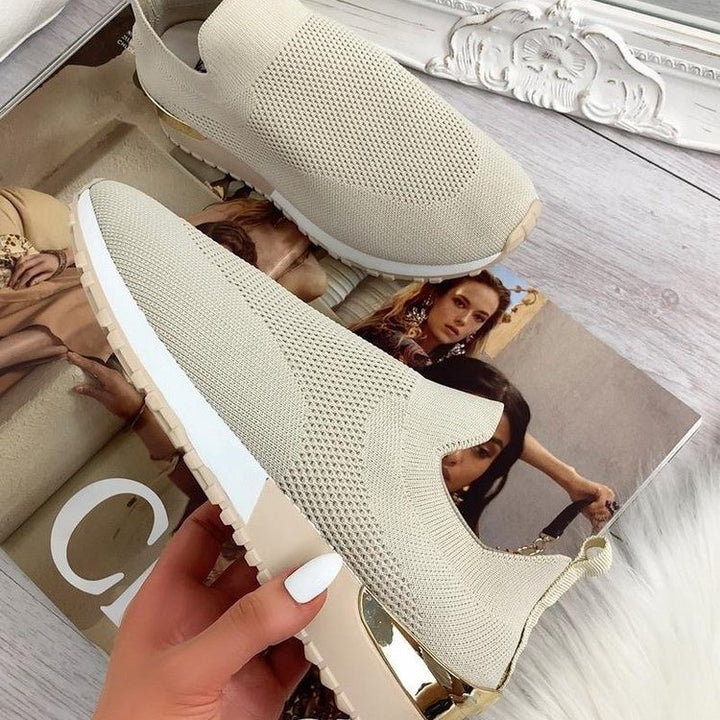 Dame High-Performance sneakers med åndbart strik-overflade og moderigtig hæl Stilla