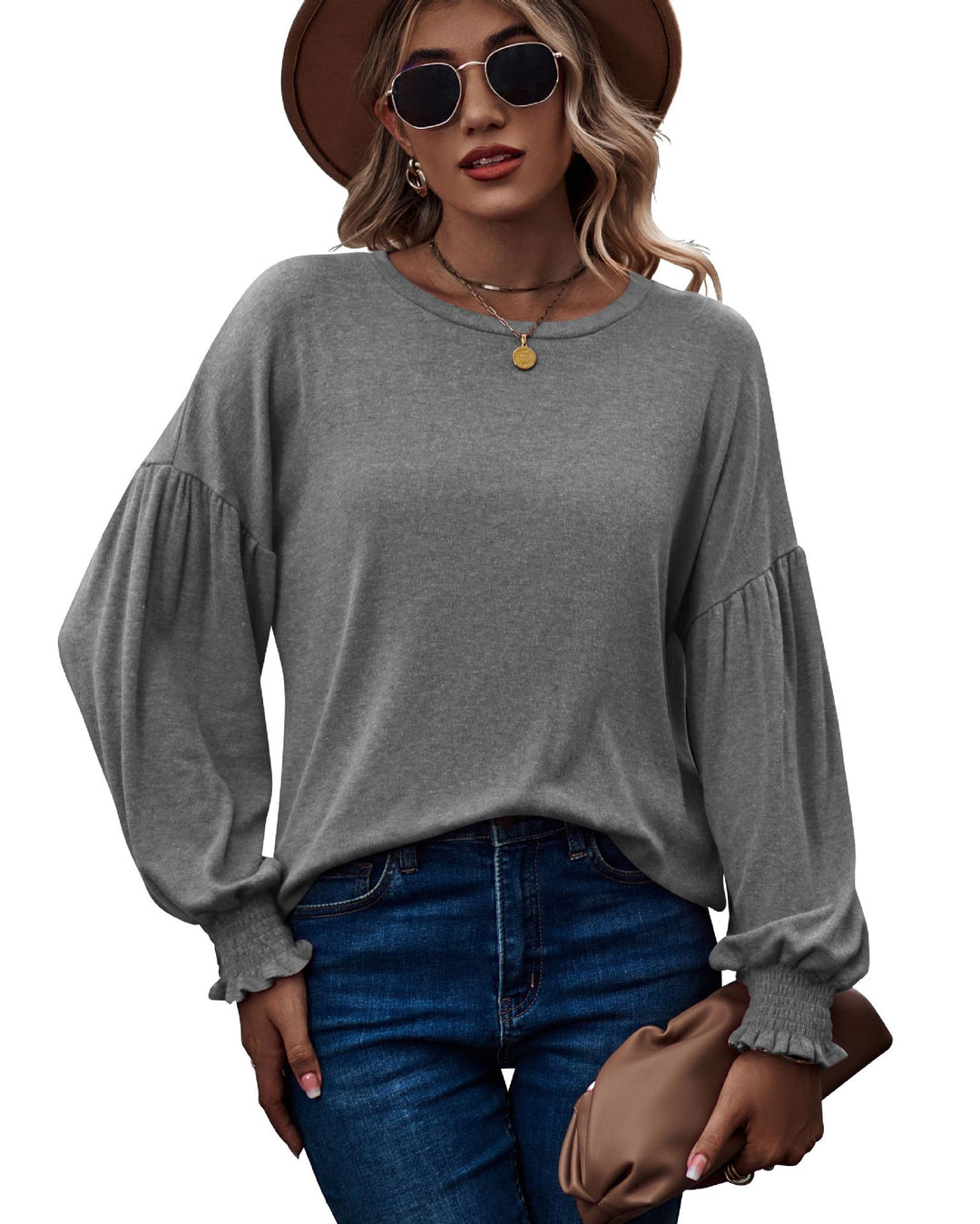 Dame Fashion Pullover top med enkle flæsedetaljer Stilla