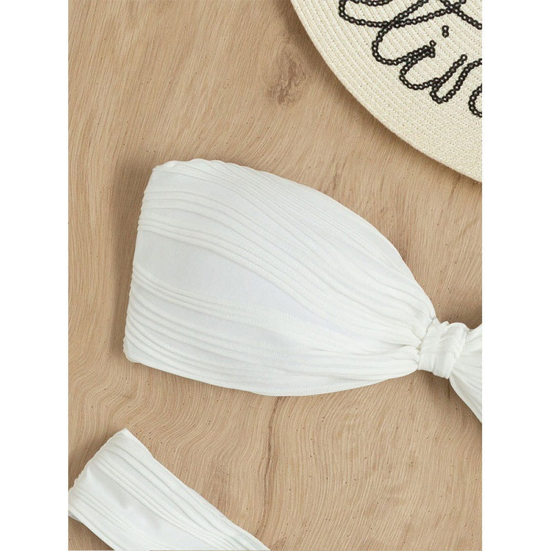 Dame bandeau bikini med rynker Skovae