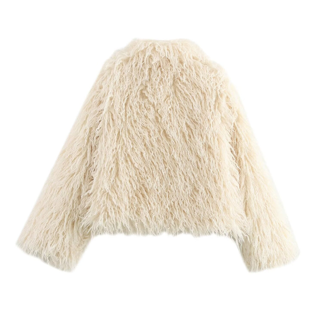 Femme Plush Kunsfur Kortjakke Stilla