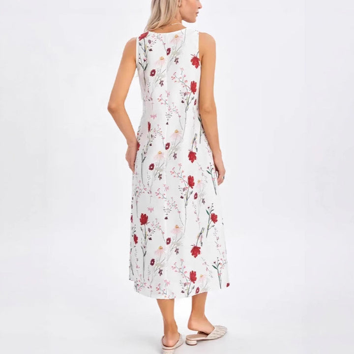 Kvinder Floral Print A-linje Midi Kjole Stilla