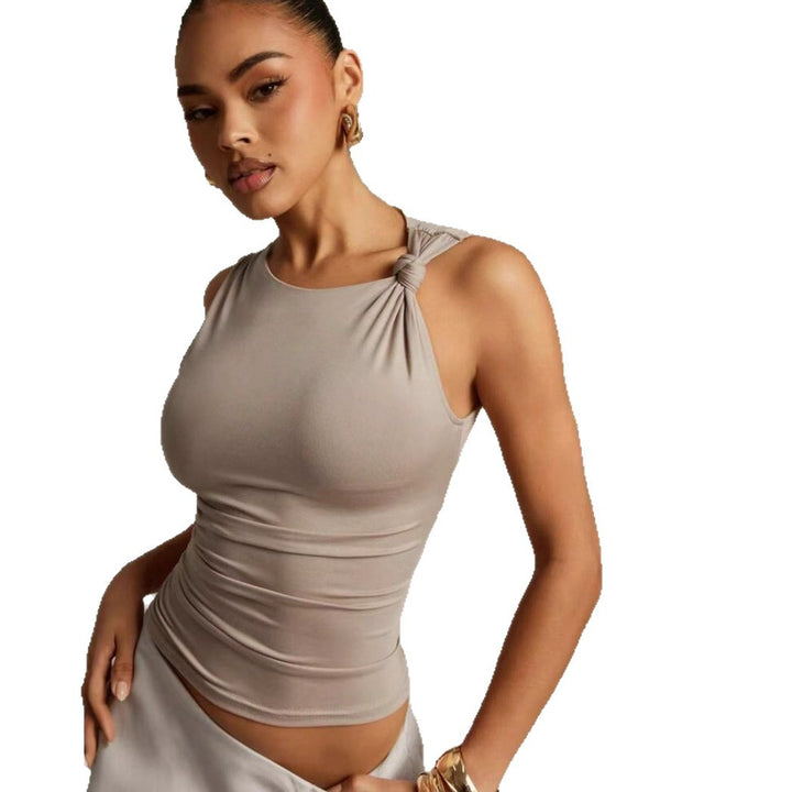 Dame Elegant bluse med knude-detalje og figursyet snit Skovae