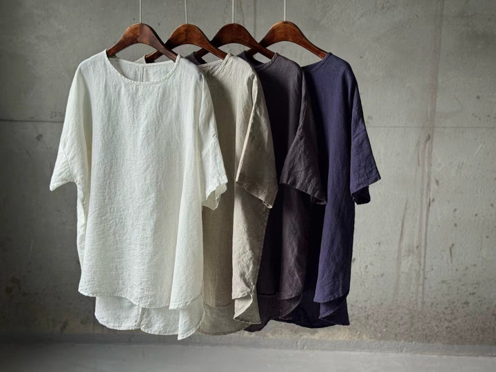 Femme Relaxed Fit Linned T-shirt med korte ærmer Stilla