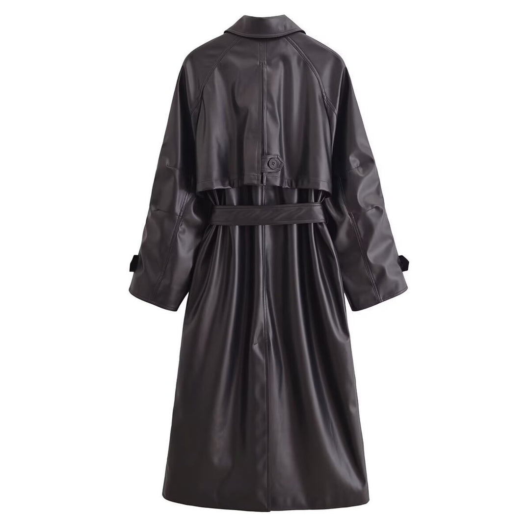 Femme Stilfuld lang trenchcoat med figursyet bælte Stilla