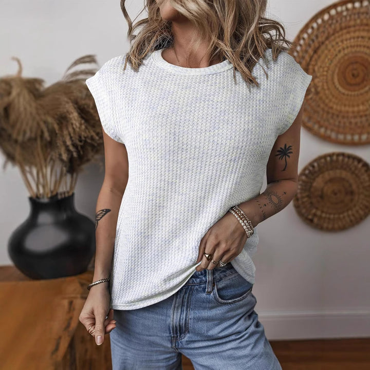 Dame afslappet T-shirt med vævet struktur og løstsiddende design Stilla