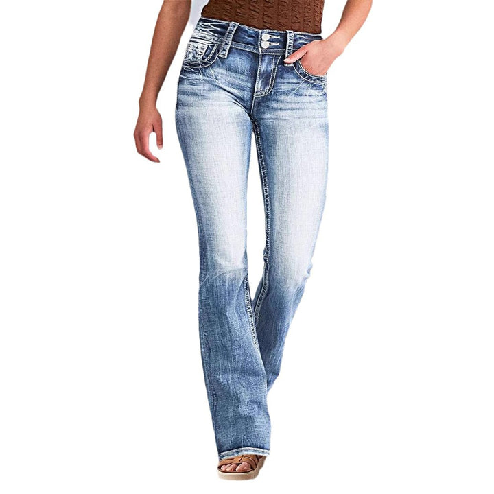 Dame Bootcut Jeans med fleksibelt strækstof og høj komfortlinning Stilla
