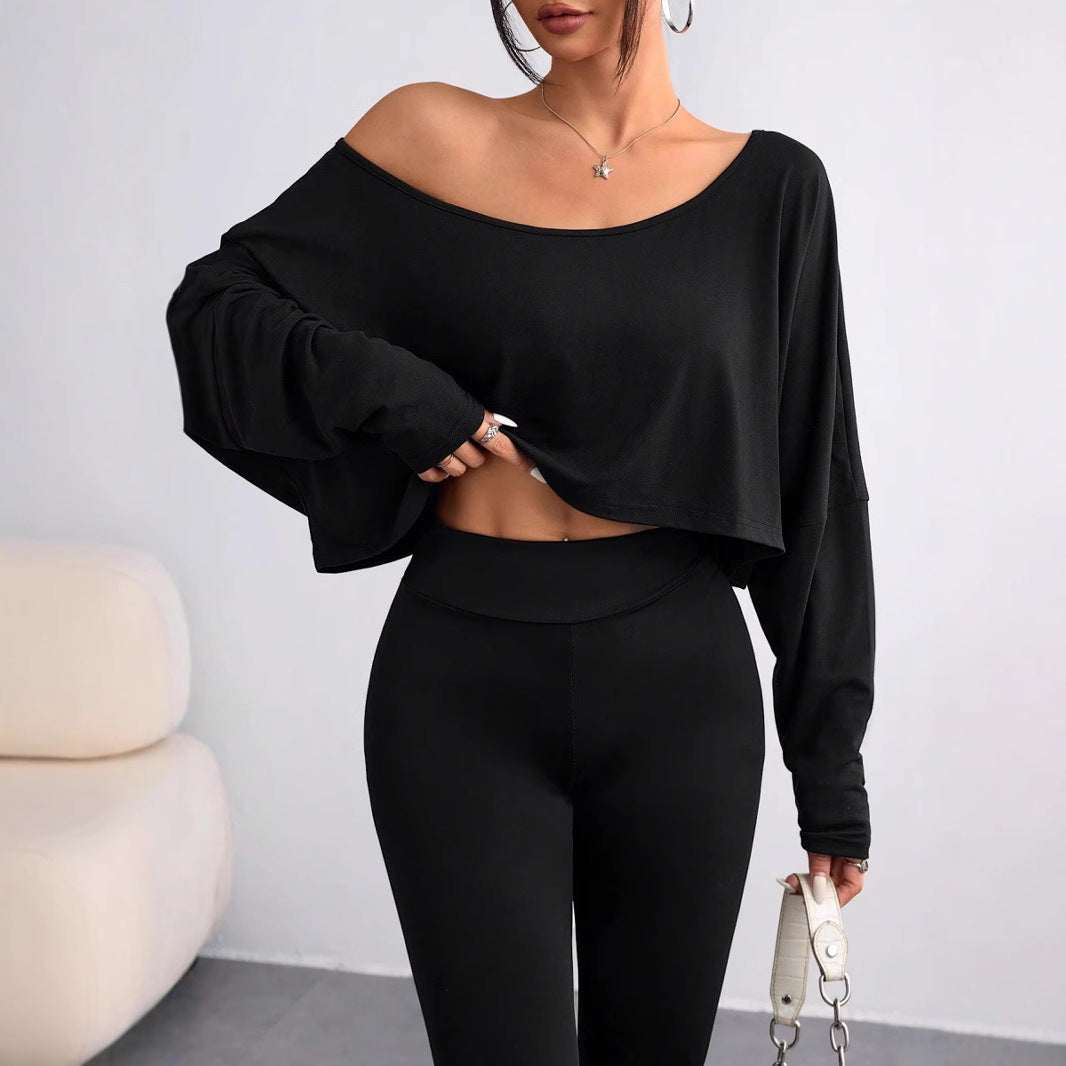 Dame afslappet oversized langærmet skjorte med asymmetrisk kant og U-båd udskæring Stilla