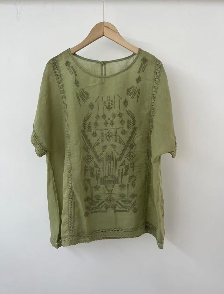 Femme Broderet Bohemian Tunika-Top Stilla