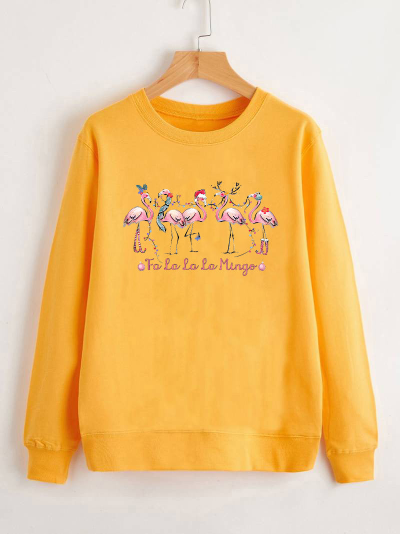 Dame sweatshirt med original flamingo motiv og afslappet snit Stilla
