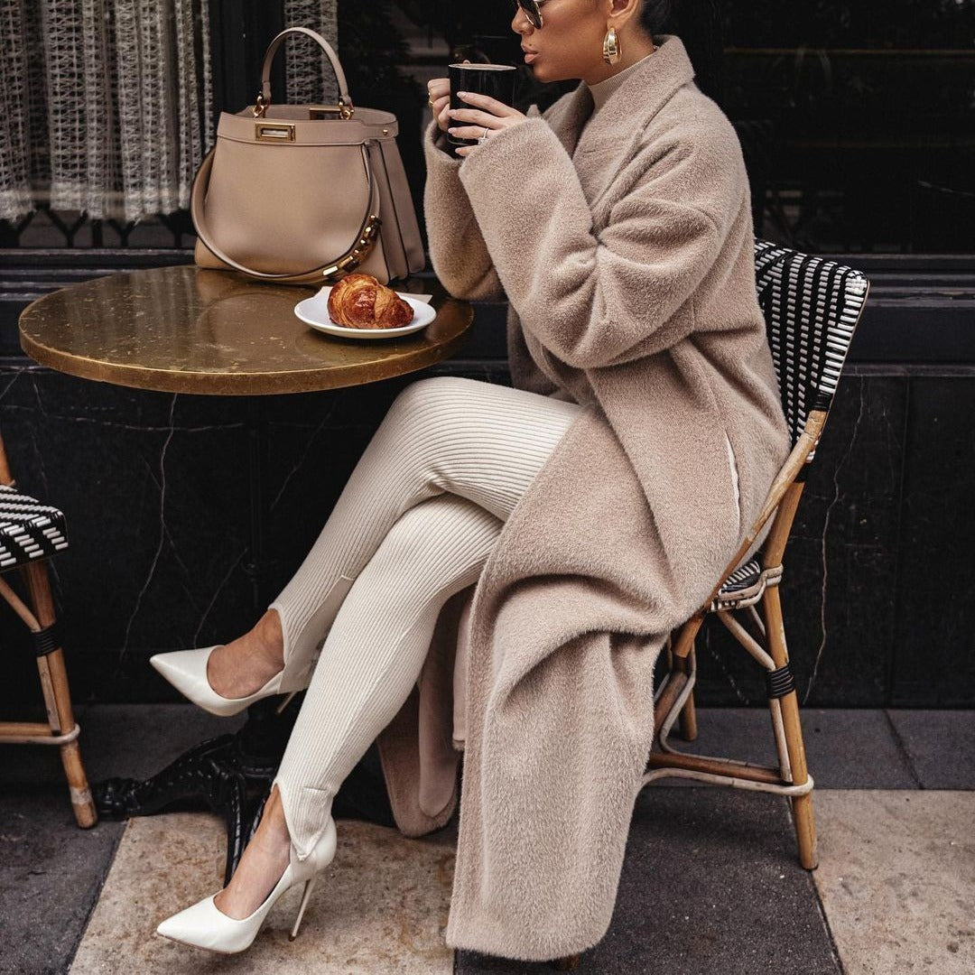 Dame Elegant uldfrakke med oversized snit og stort revers Stilla