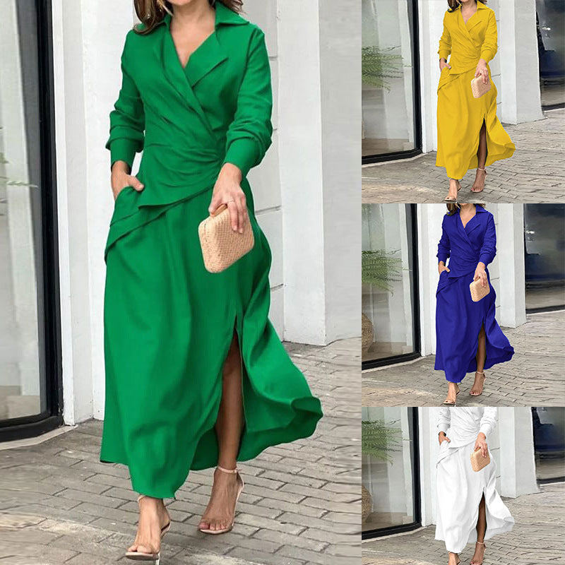 Dame båndkjole med elegant drapering og sidelukning Stilla