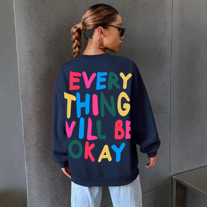 Dame sweatshirt med farverig skrift Stilla