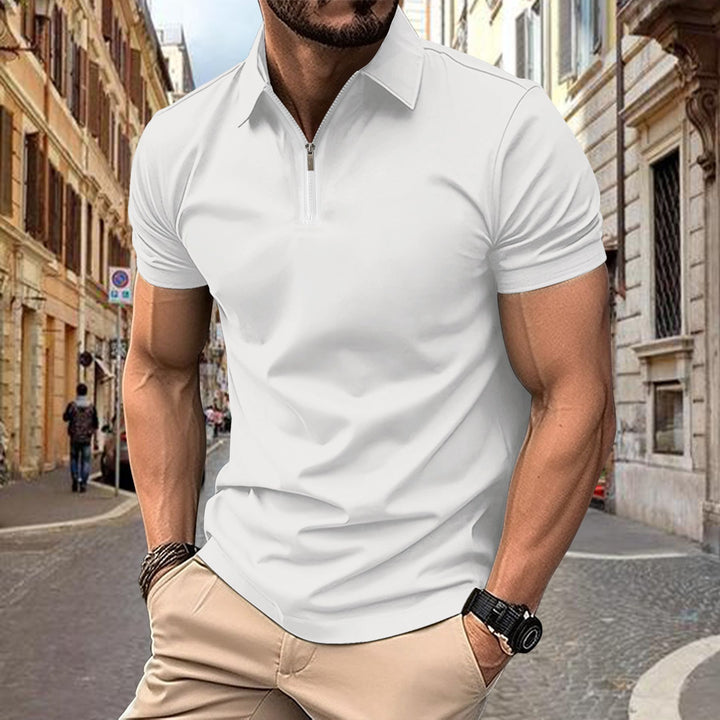 Herrer polo shirt med moderne lynlås Stilla