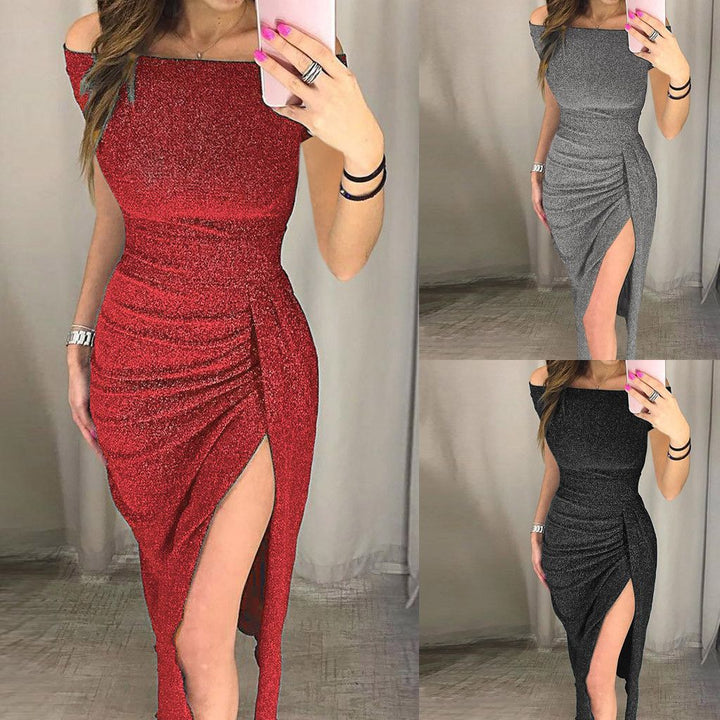 Stilla | Glitrende Bodycon Slå Af-Shoulder Kjole