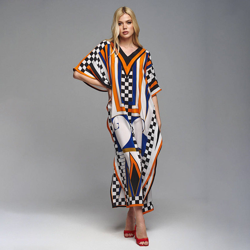 Dame Kaftan med kunstnerisk mønster og frisk design Stilla