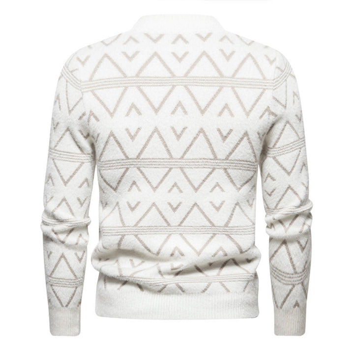 Herrer geometrisk mønstret ståkravepullover Stilla