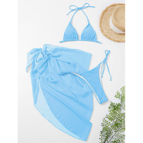Dame Triangel-Bikini-Sæt med let Sarong Skovae