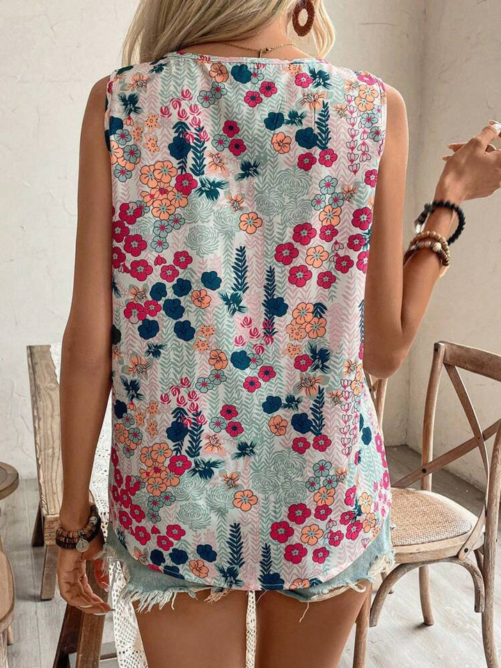 Dame Chiffon Top med florale accenter Stilla