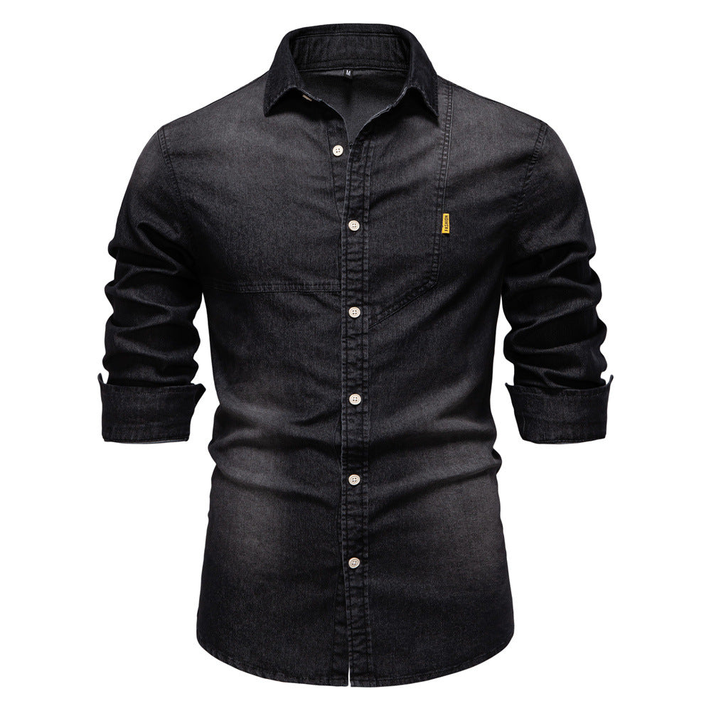 Herren Denim-Skjorte med moderne pasform og brystlomme Stilla