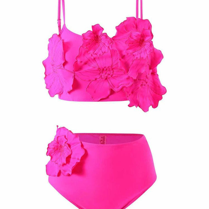 Dame To-delt Bikini-sæt med blomsterdesign og højt skåret trusse Skovae