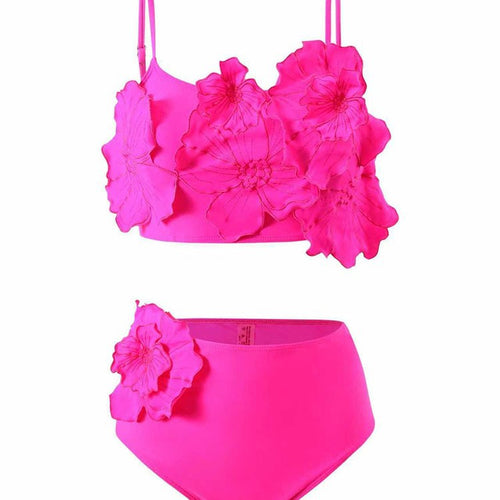 Dame To-delt Bikini-sæt med blomsterdesign og højt skåret trusse Skovae