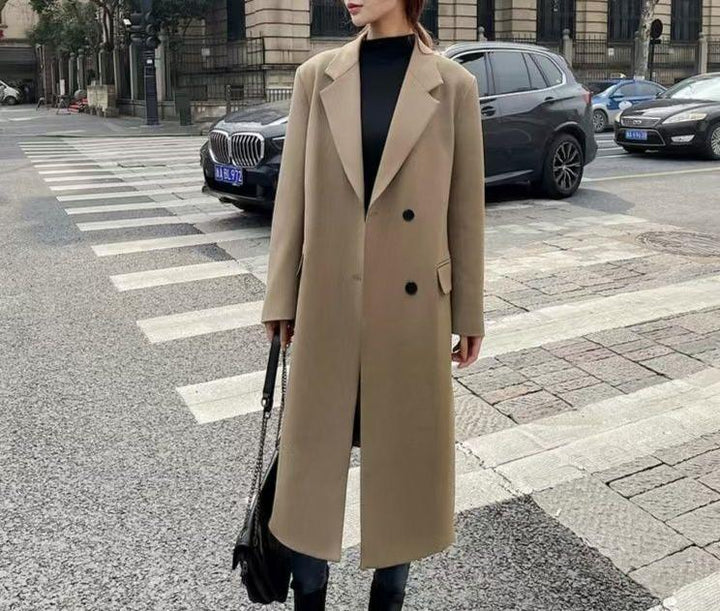 Kvinders elegante dobbeltradet frakke Stilla