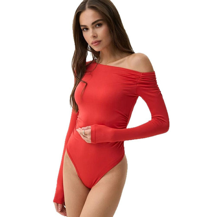 Dame One-Shoulder Badedragt med Flæser og Lang Arm Stilla
