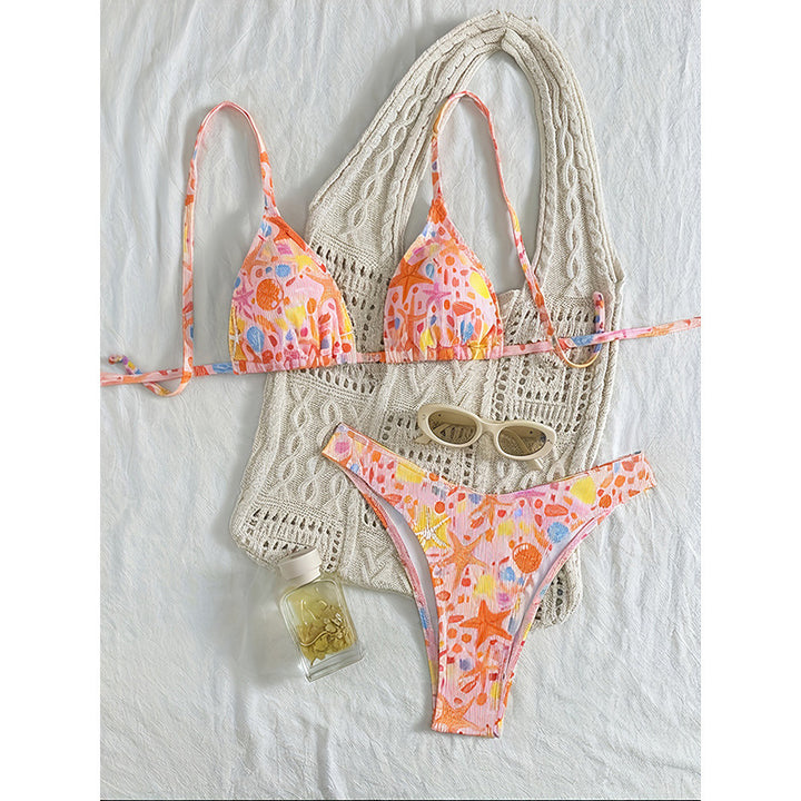 Dame Triangel-Bikini med glade motiver og justerbare stropper Skovae