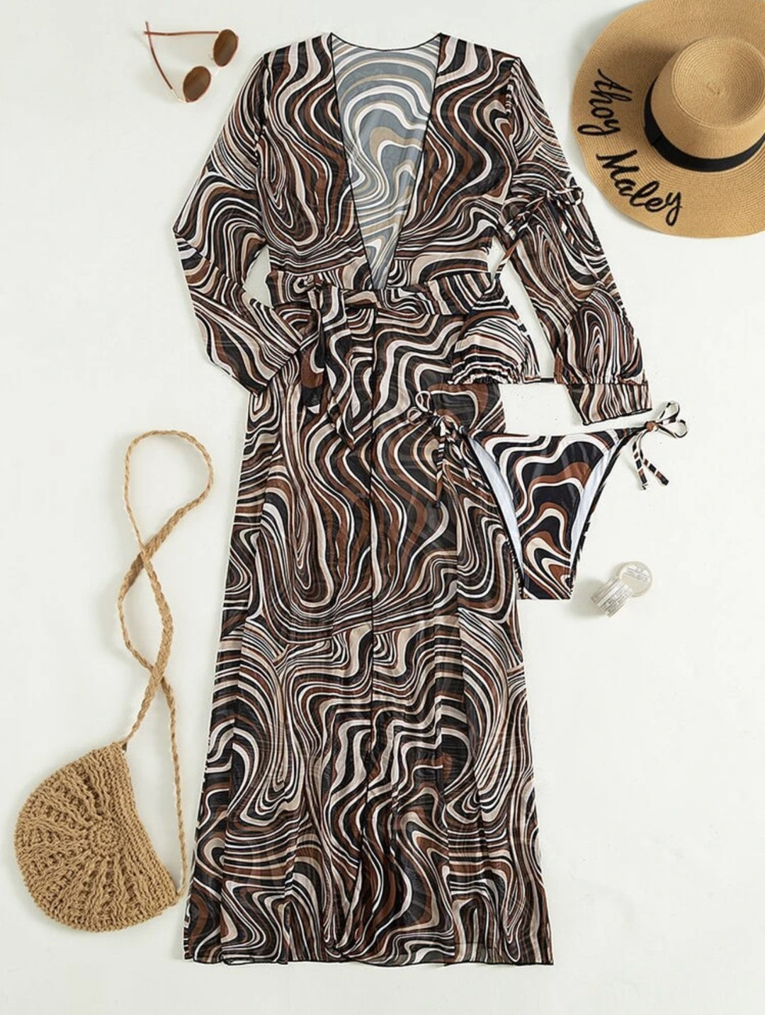 Damer bikiniset med åbent kimono-design og cut-outs Stilla
