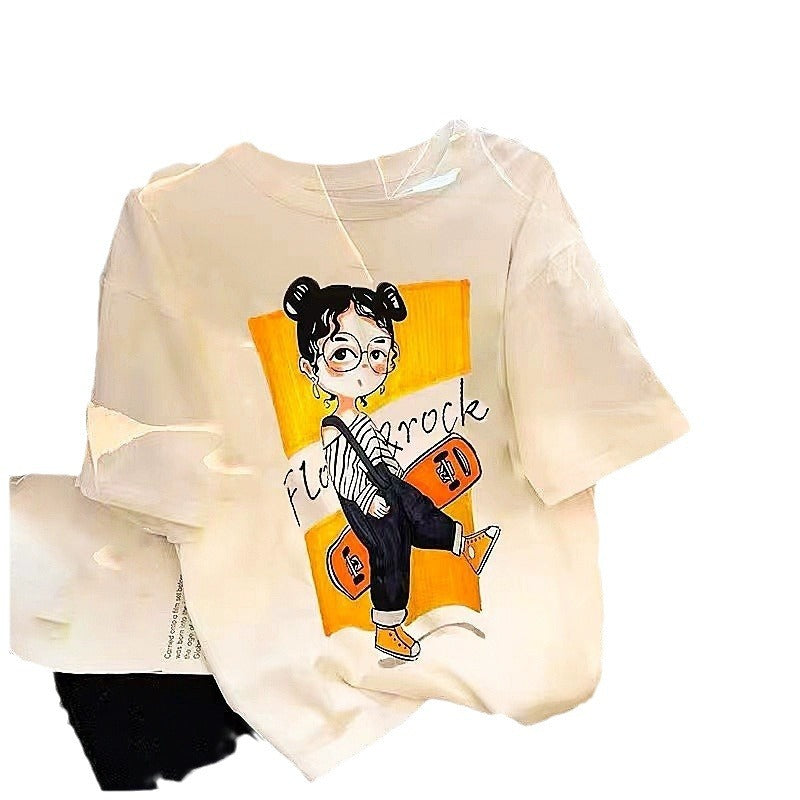 Dame T-Shirt med kreativt comic-design og afslappet pasform Stilla