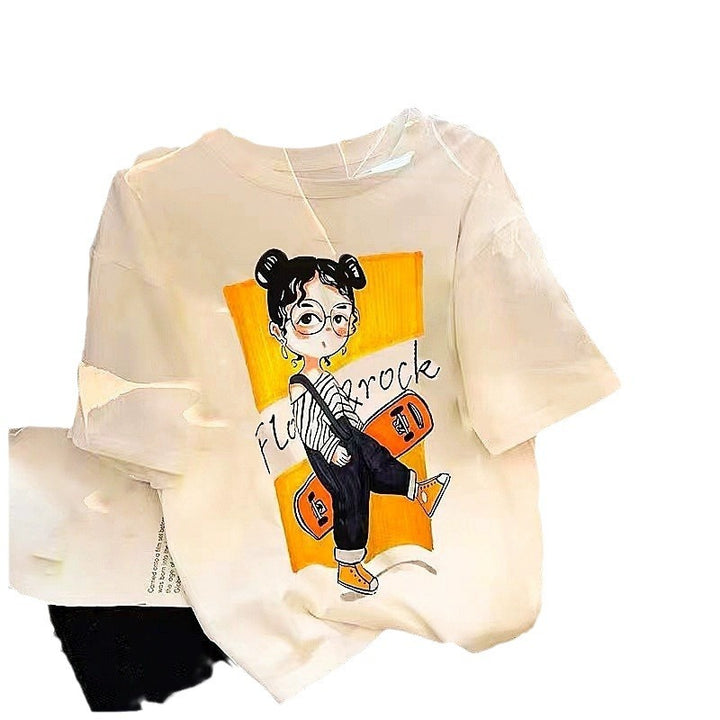 Dame T-Shirt med kreativt comic-design og afslappet pasform Stilla