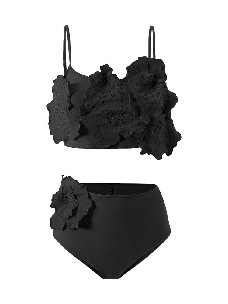 Dame Floral Bikini med voluminøst blomsterdesign Skovae