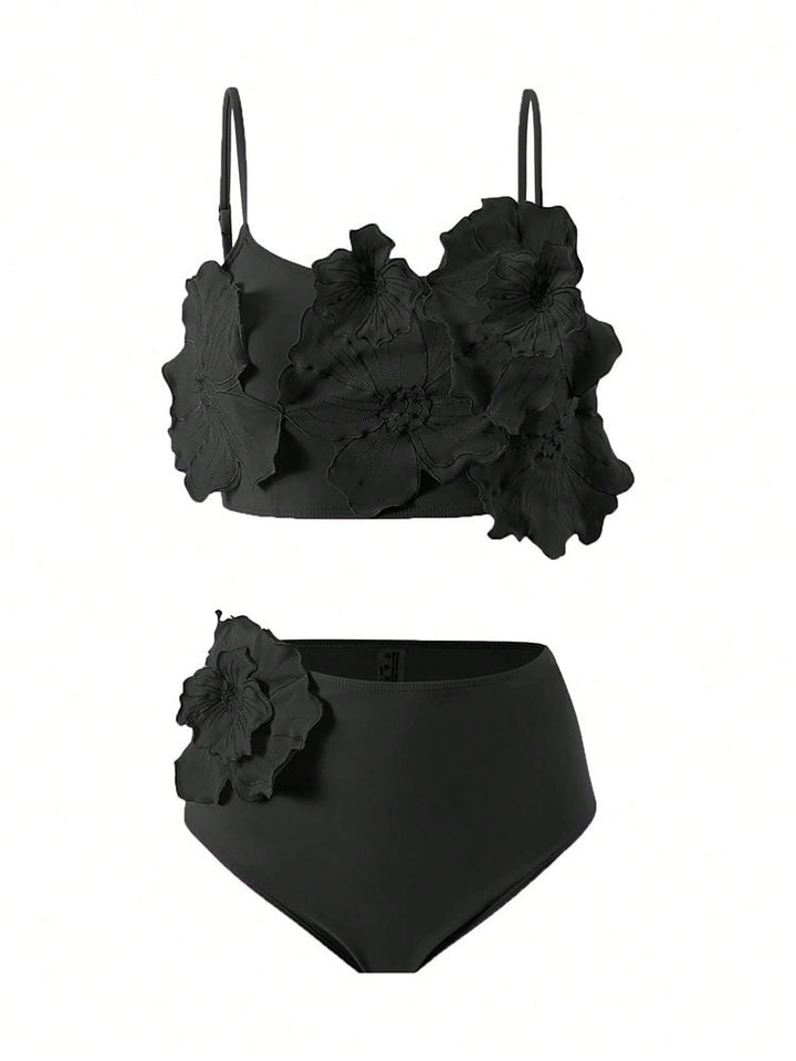 Dame Floral Bikini med voluminøst blomsterdesign Skovae