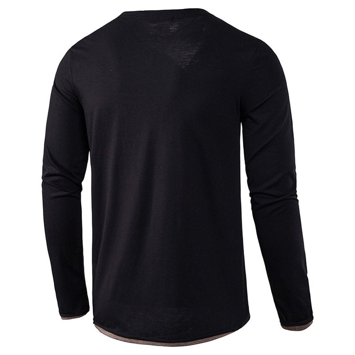 Herre Langærmet Henley T-shirt med praktisk knaplukning og moderne snit Stilla