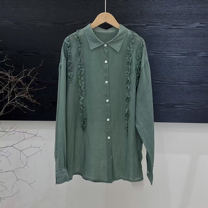 Femme Flæse Detalje Langærmet Bluse Stilla