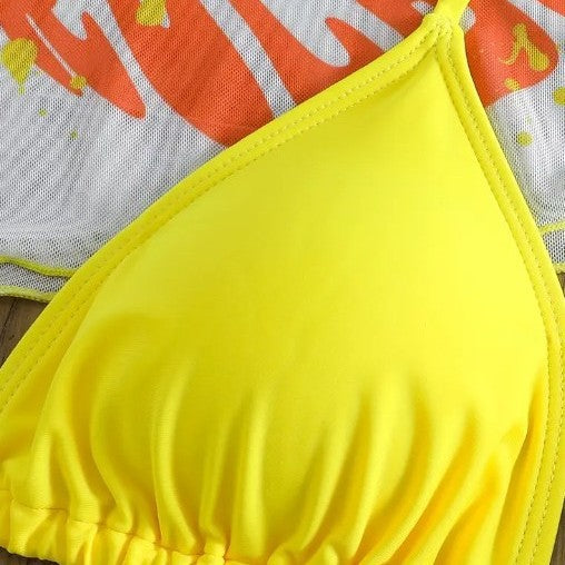 Dame bikini sæt med trendy crop top og muntert motiv Stilla