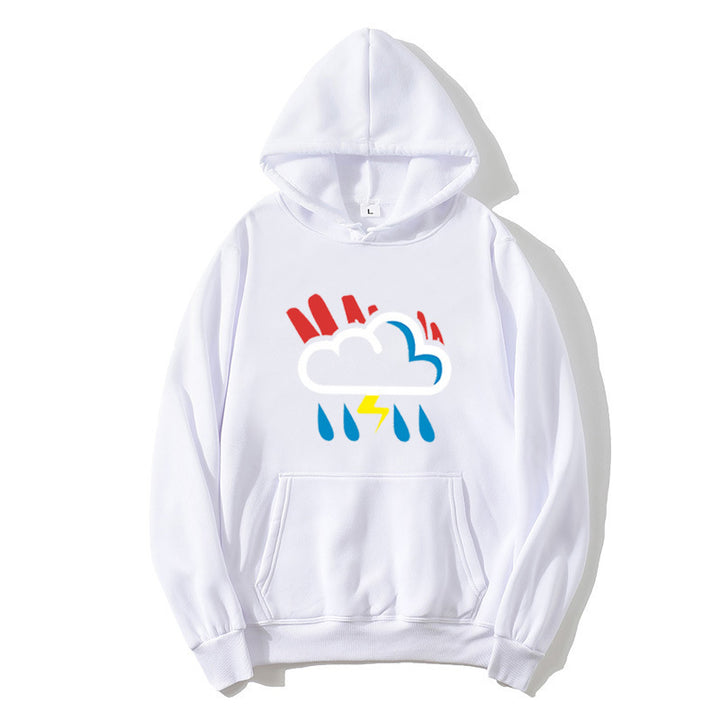 Damehoodie med muntert vejrmotiv Skovae