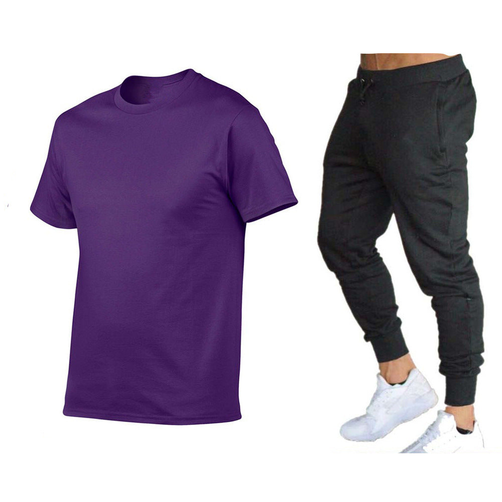 Herre sporty T-shirt og joggingbukser-sæt med funktionelt design Stilla