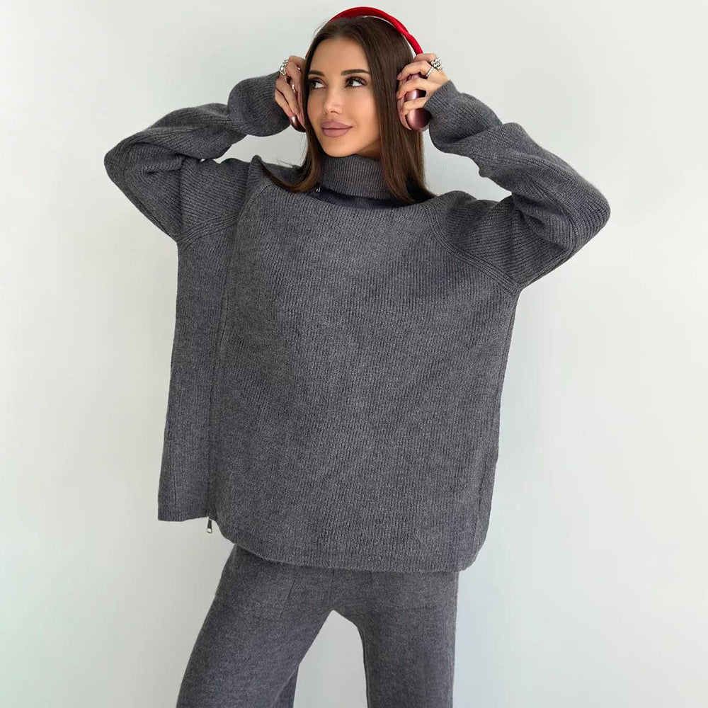 Femme Højkrave Lynlås Strikpullover Stilla